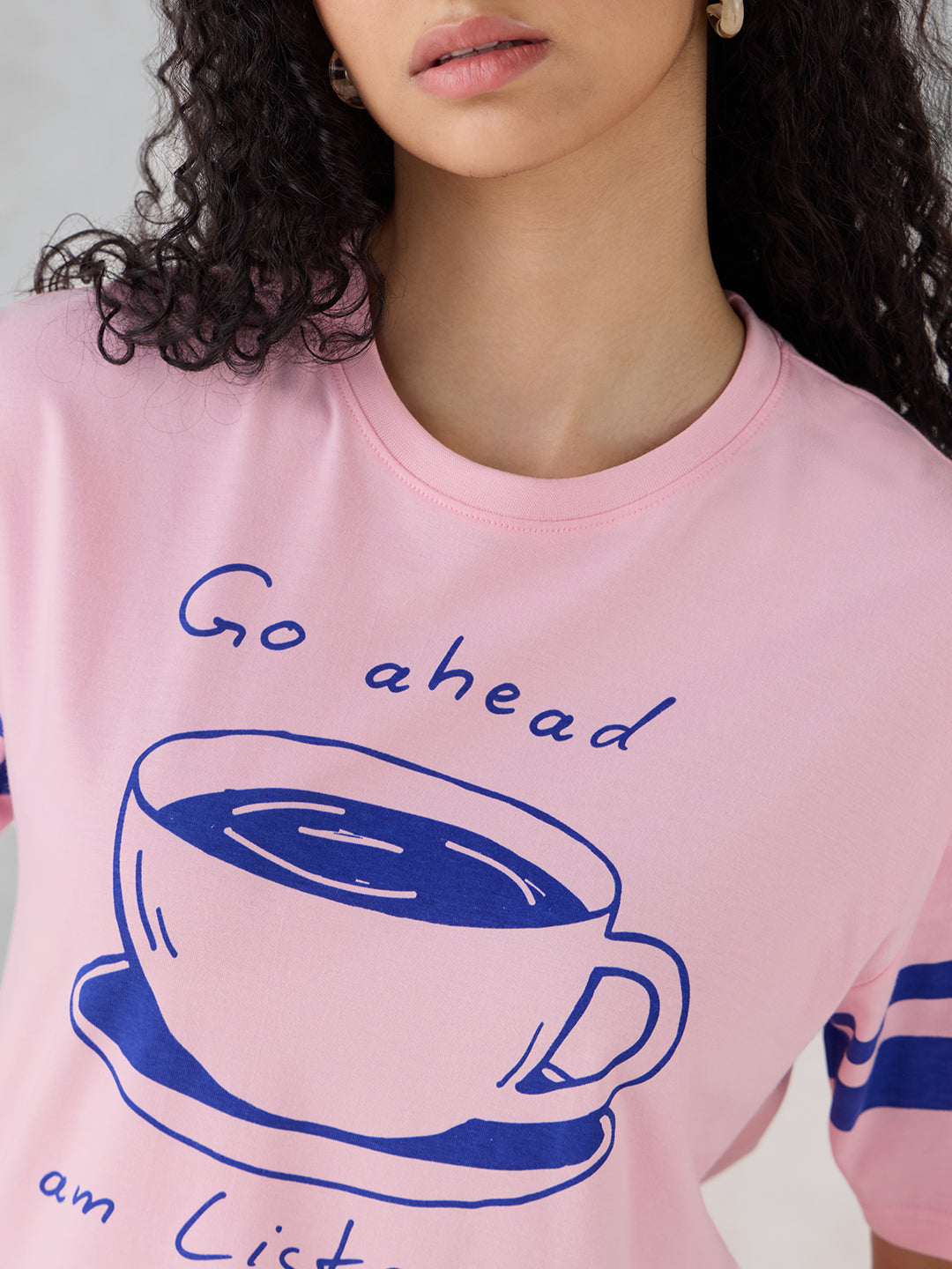Womens Half Sleeve Printed Oversized Fit Tshirt