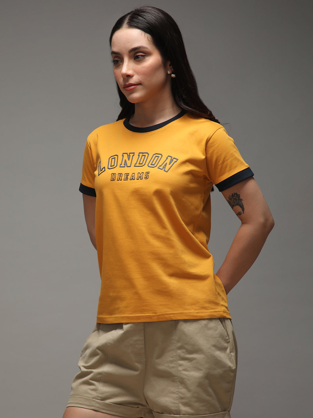 Womens Half Sleeve Round Neck Printed Regular Fit Tshirts