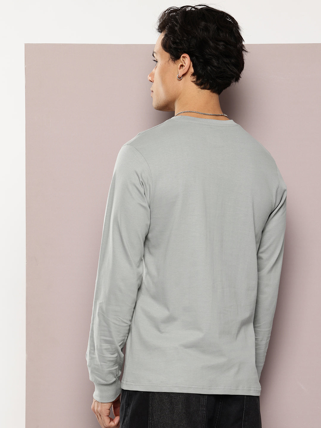 Mens Full Sleeve Round Neck Solid Regular Fit Tshirts