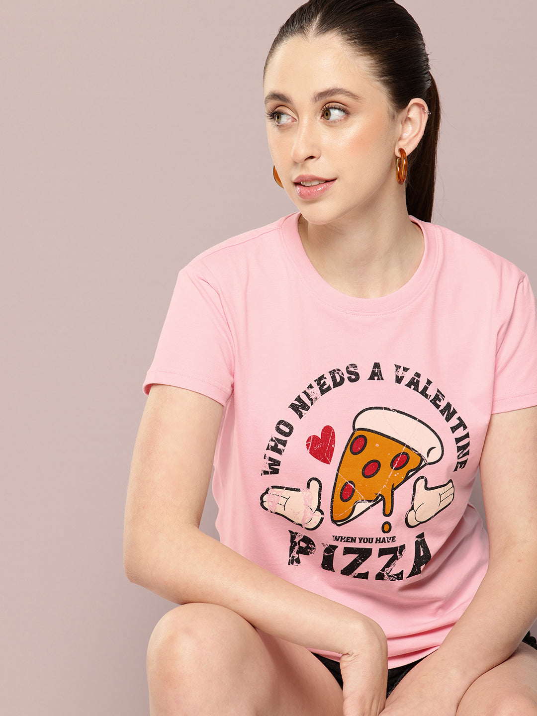 Womens Half Sleeve Round Neck Printed Regular Fit Tshirts