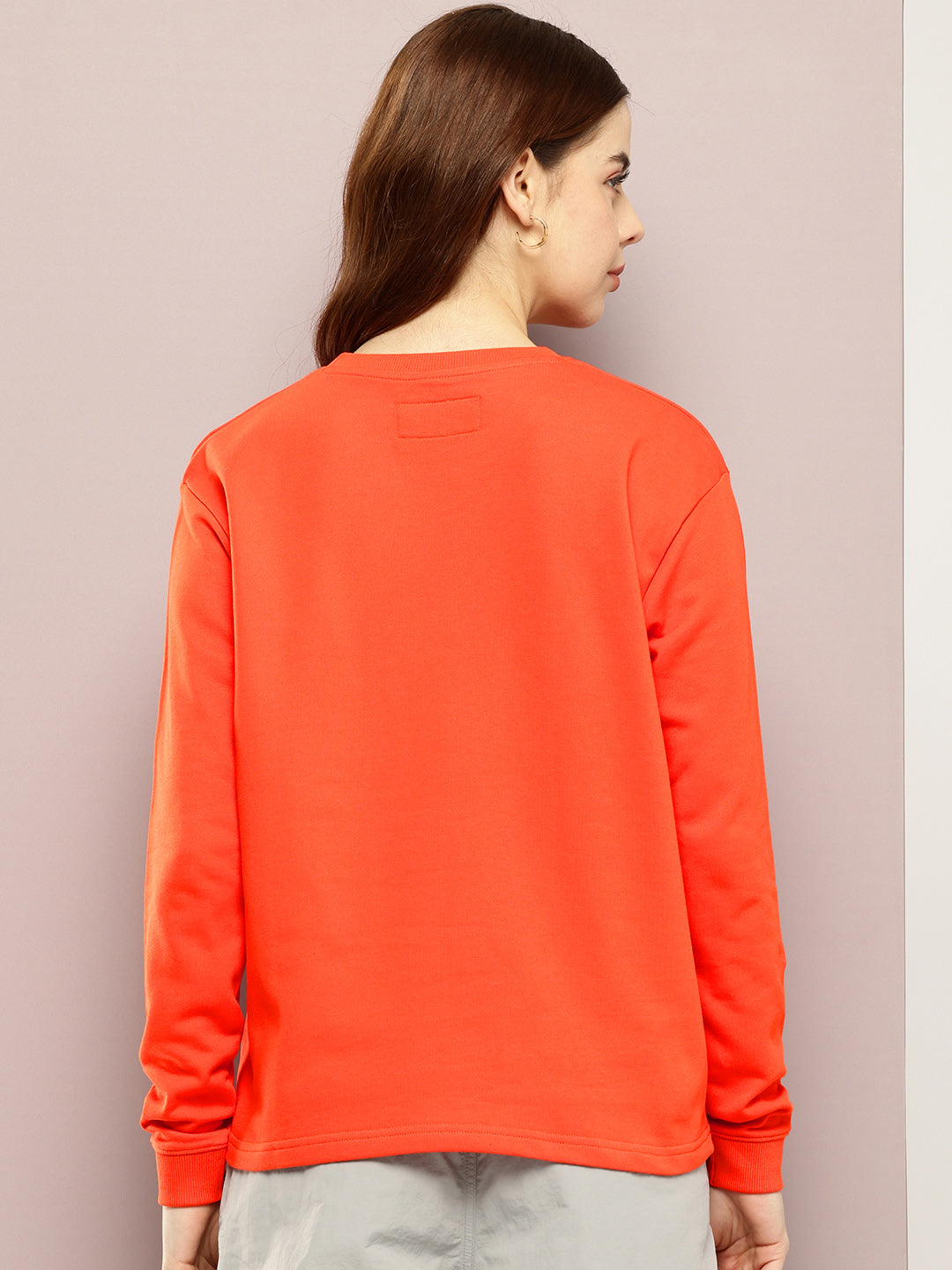 Womens Full Sleeve Round Neck Solid Boxy Fit Tshirts