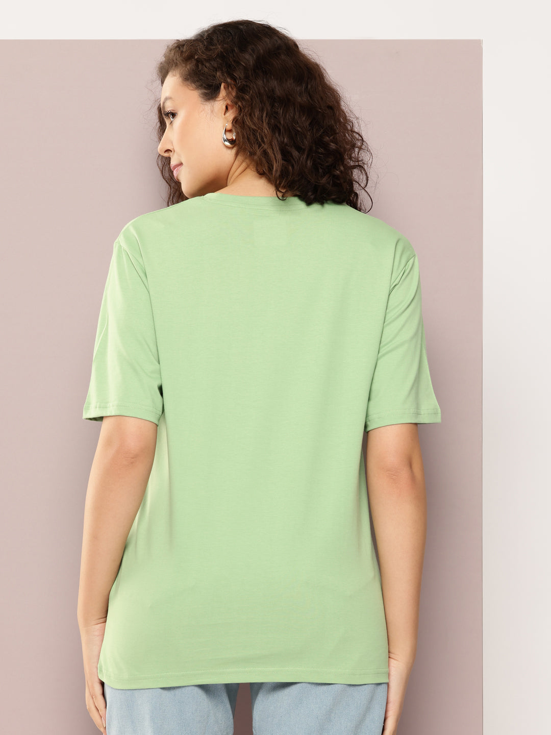 Womens Half Sleeve Round Neck Printed Oversized Fit Tshirts