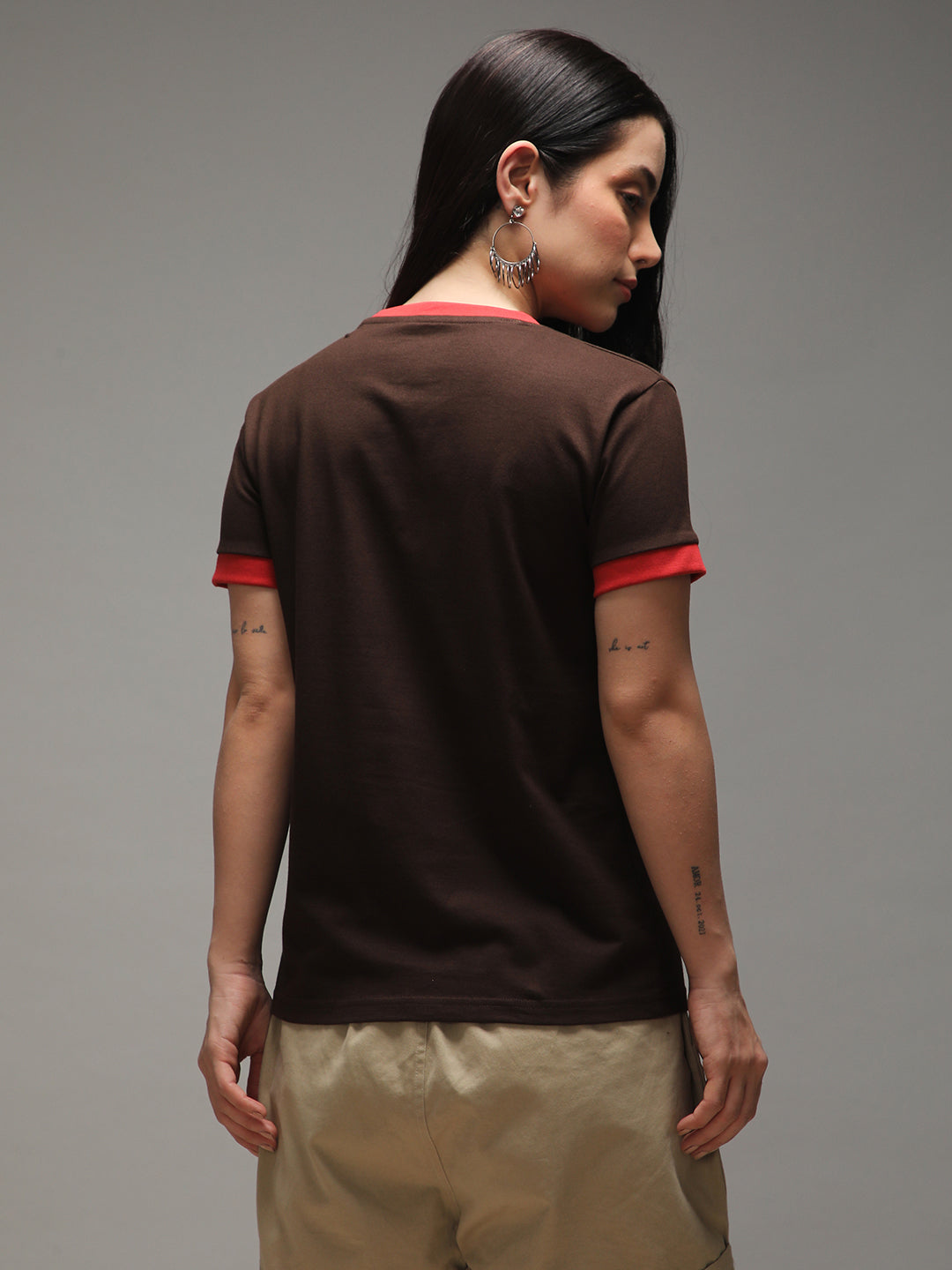Womens Half Sleeve Round Neck Embroidery Regular Fit Tshirts