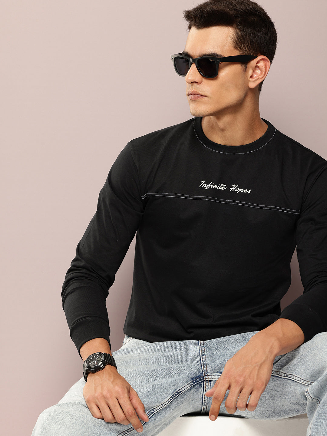 Mens Full Sleeve Round Neck Printed Regular Fit Tshirts