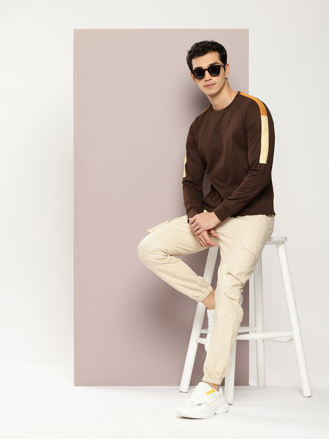 Mens Full Sleeve Round Neck Solid Regular Fit Tshirts