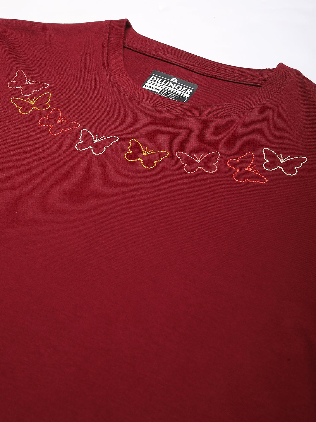 Womens Half Sleeve Round Neck Embroidery Oversized Fit Tshirts