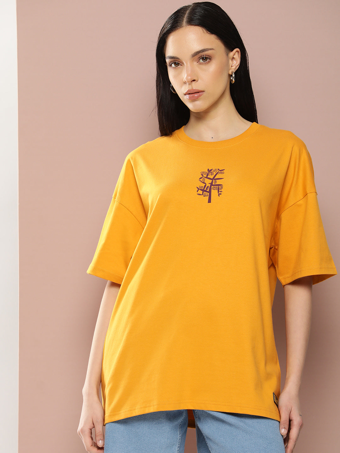 Womens Half Sleeve Drop Shoulder Printed Oversized Fit T-Shirts