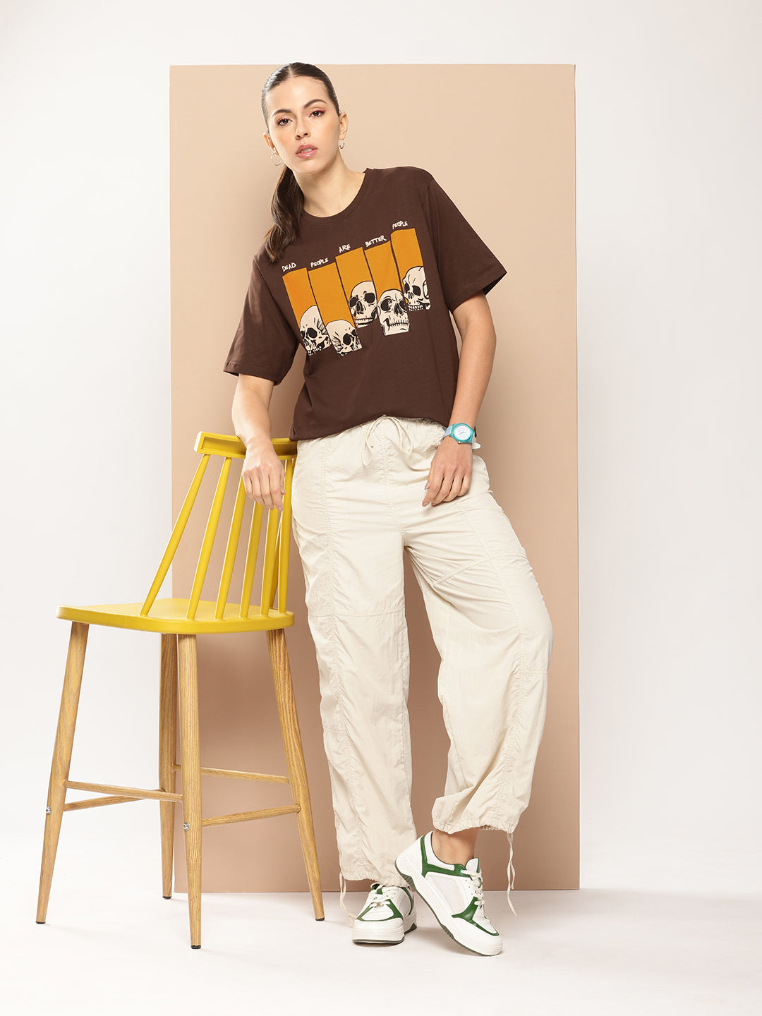 Womens Half Sleeve Round Neck Printed Oversized Fit Tshirts