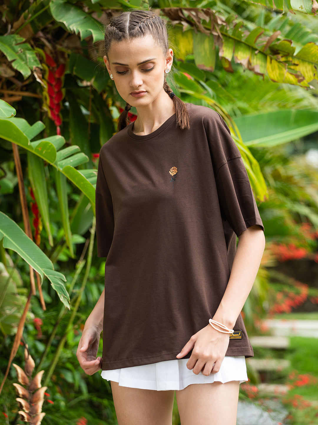 Womens Half Sleeve Drop Shoulder Printed Oversized Fit T-Shirts