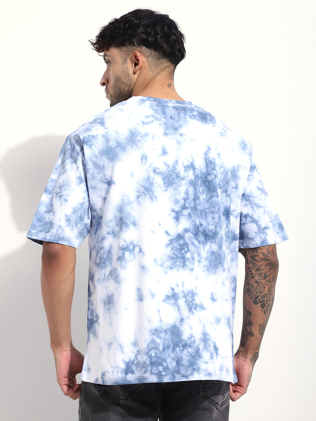 Mens Half Sleeve Round Neck All-Over Dyed Oversized Fit Tshirts