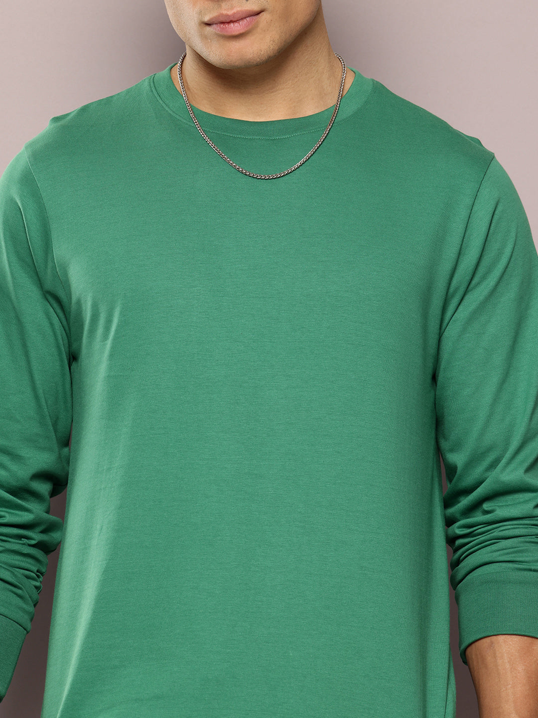Mens Full Sleeve Round Neck Solid Regular Fit Tshirts