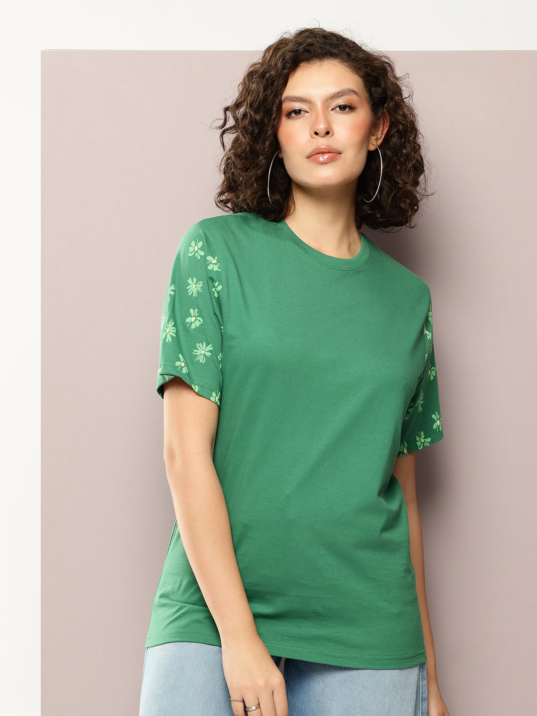 Womens Half Sleeve Round Neck Printed Oversized Fit Tshirts