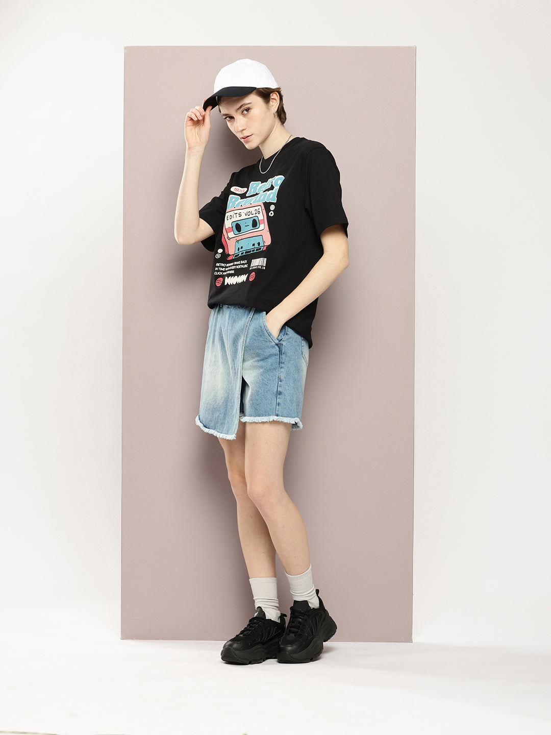 Womens Half Sleeve Round Neck Printed Oversized Fit Tshirts