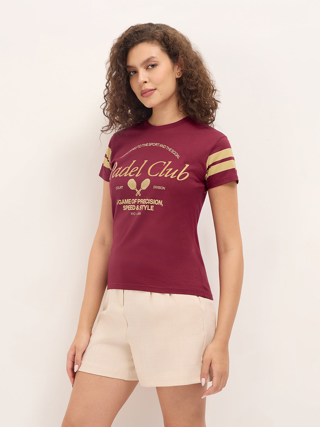 Womens Half Sleeve Round Neck Embroidered Regular Fit Tshirts