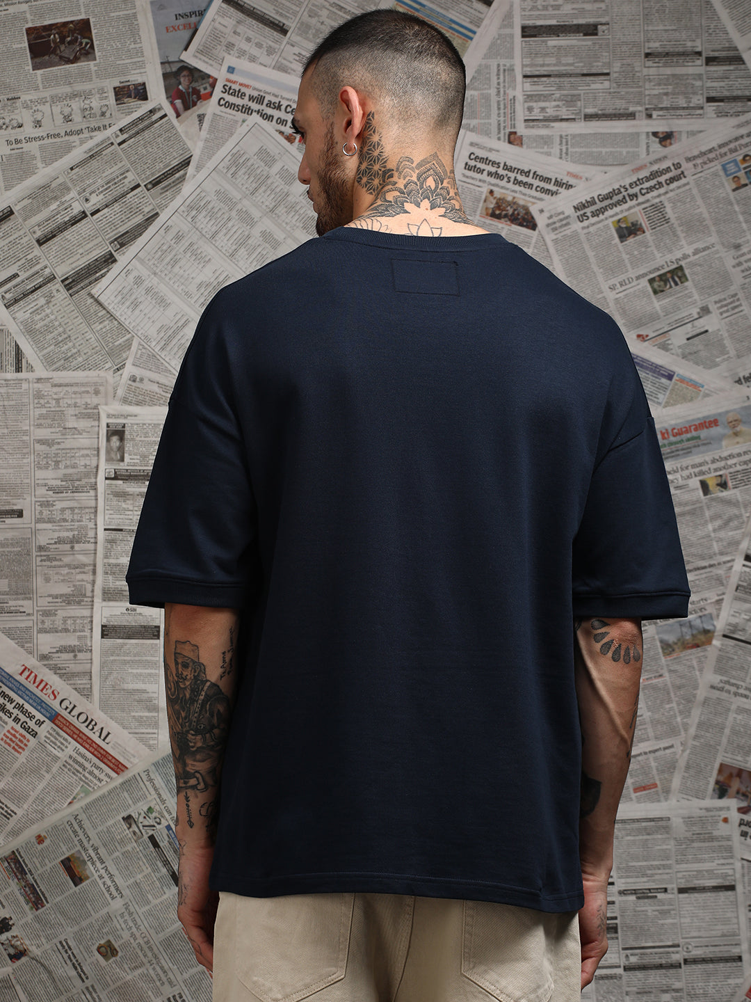 Mens Half Sleeve Drop Shoulder Printed Oversized Fit T-Shirts