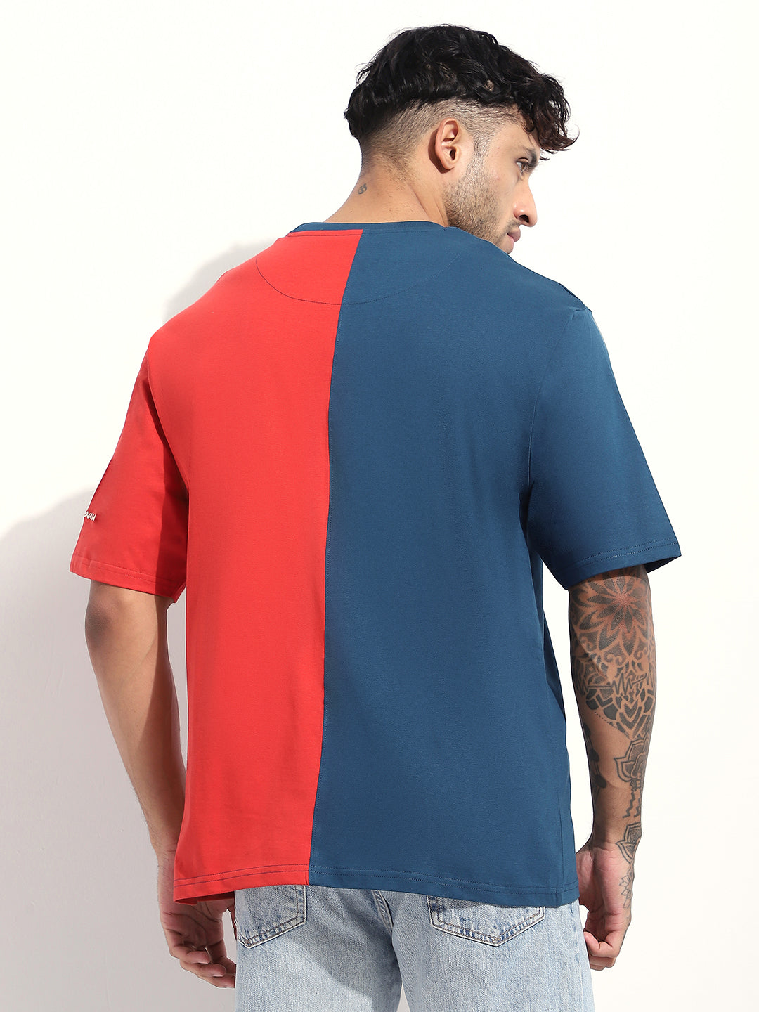 Mens Half Sleeve Round Neck Embellished Oversized Fit Tshirts