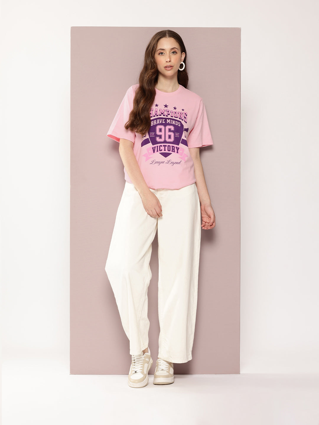 Womens Half Sleeve Round Neck Printed Oversized Fit Tshirts