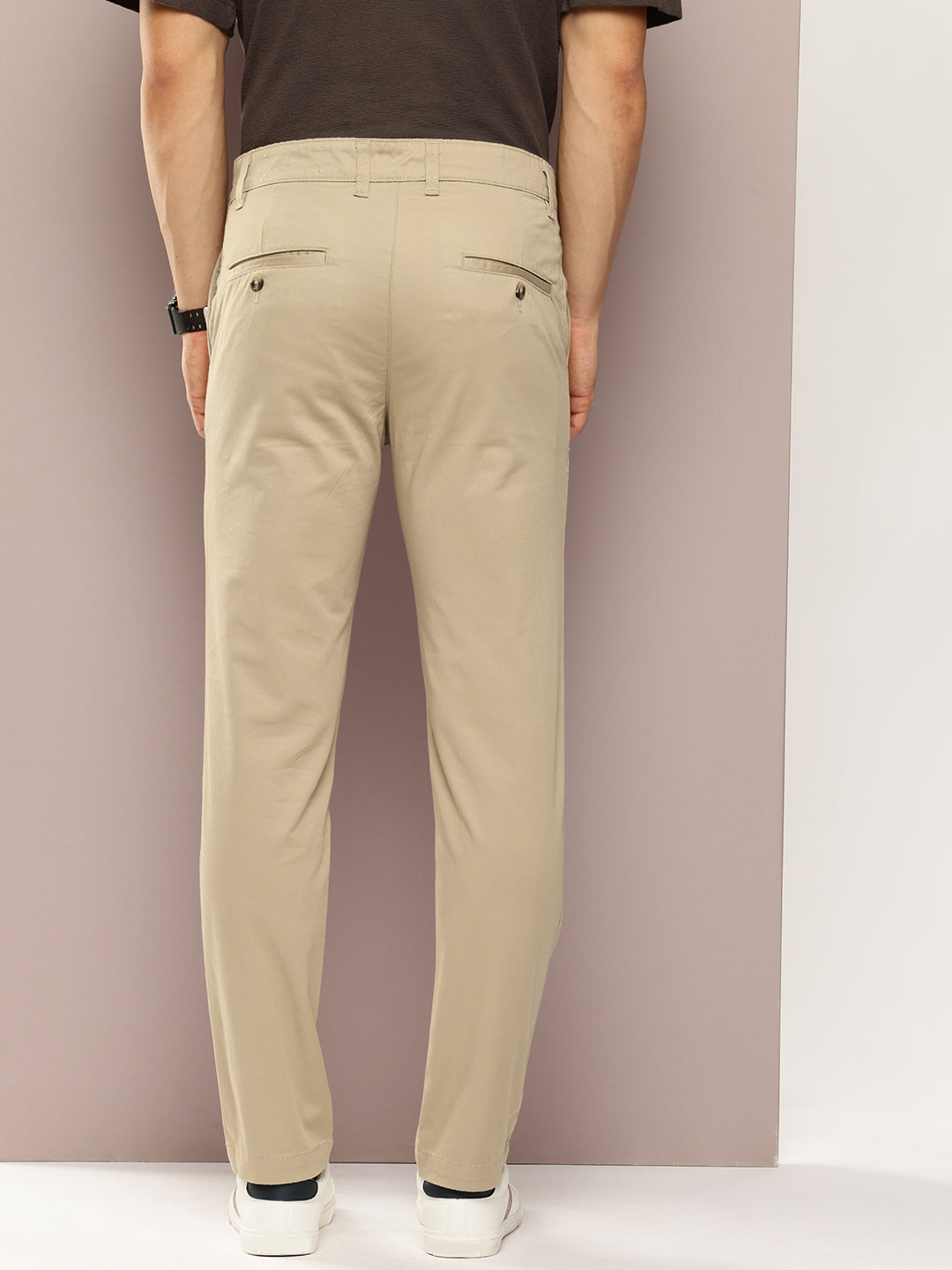 Men Slim Fit Solid Chinos Casual Trousers