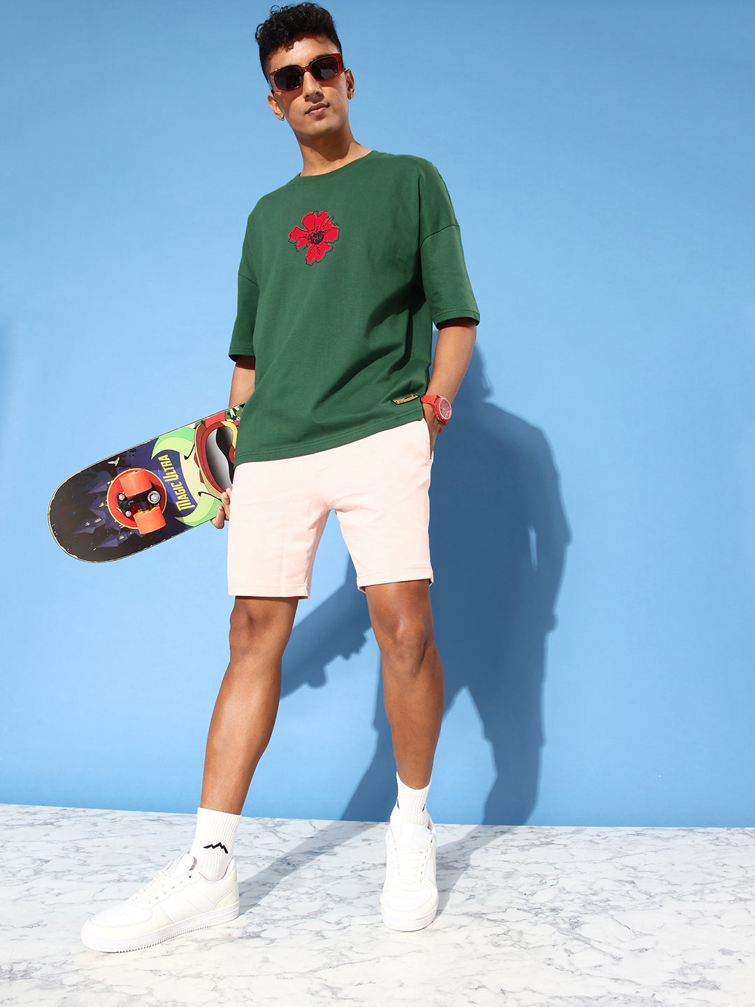 Mens Half Sleeve Drop Shoulder Printed Oversized Fit T-Shirts