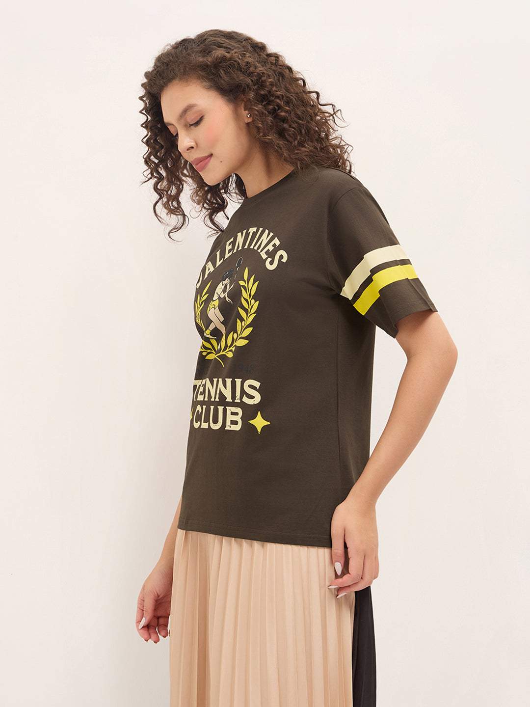 Womens Half Sleeve Round Neck Printed Oversized Fit Tshirts