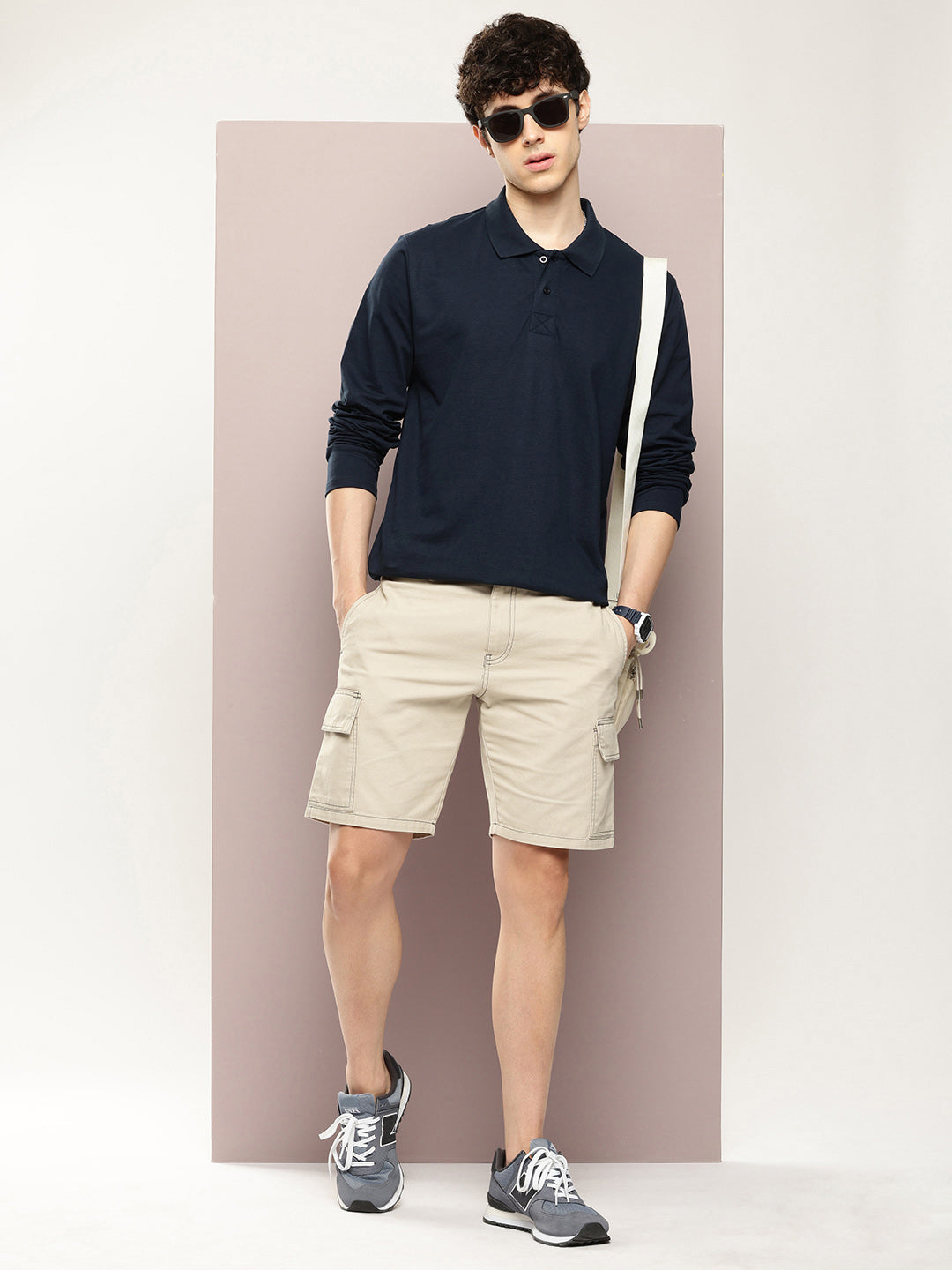 Mens Full Sleeve Polo Neck Solid Oversized Fit Tshirts