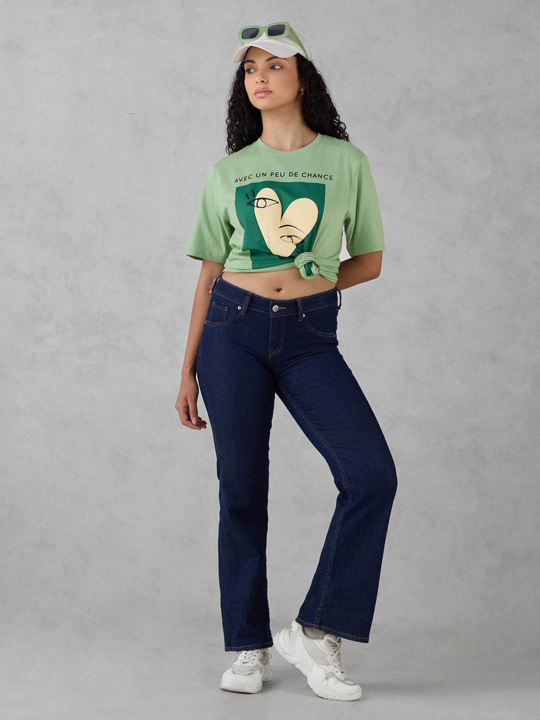 Womens Half Sleeve Puff Printed Oversized Fit Tshirt
