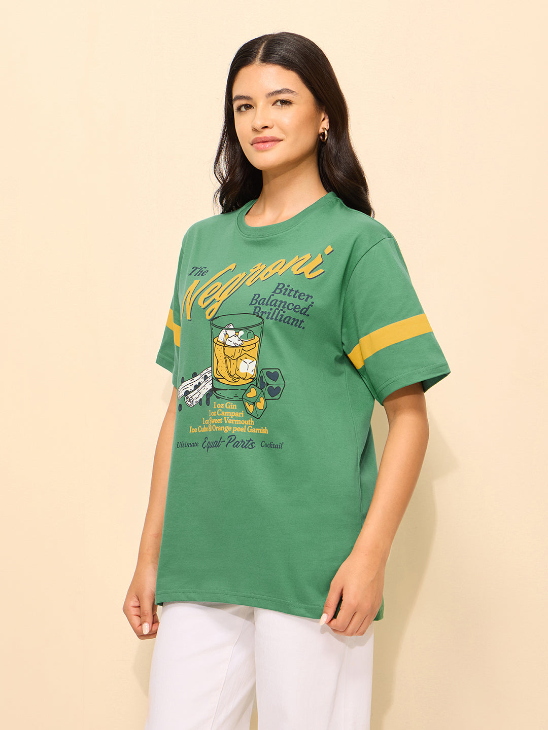 Womens Printed Oversized Fit Cotton T-Shirt