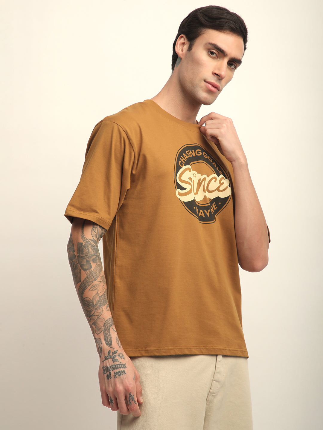 Mens Half Sleeve Round Neck Printed Oversized Fit Tshirts
