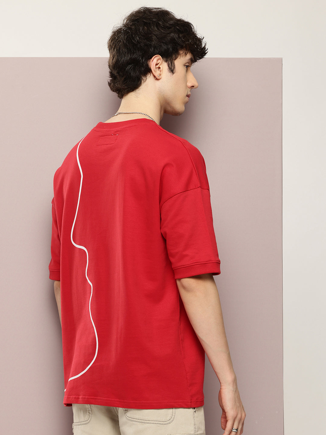 Mens Half Sleeve Round Neck All-Over Printed Oversized Fit Tshirts