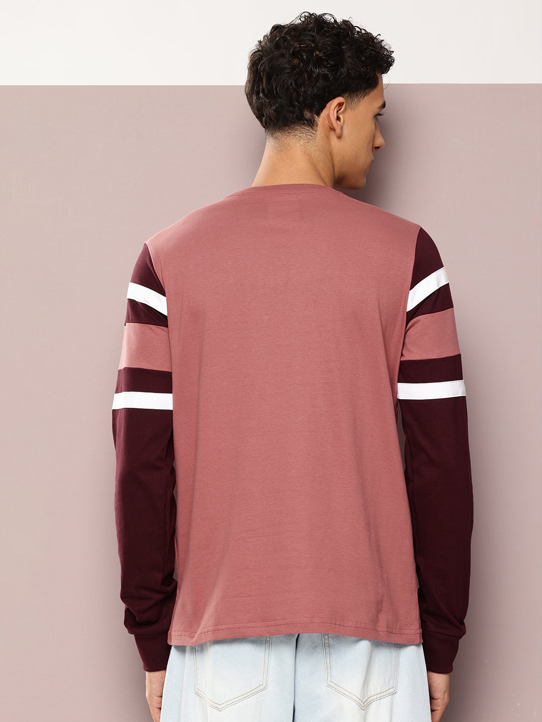 Mens Full Sleeve Round Neck Colourblocked Regular Fit Tshirts