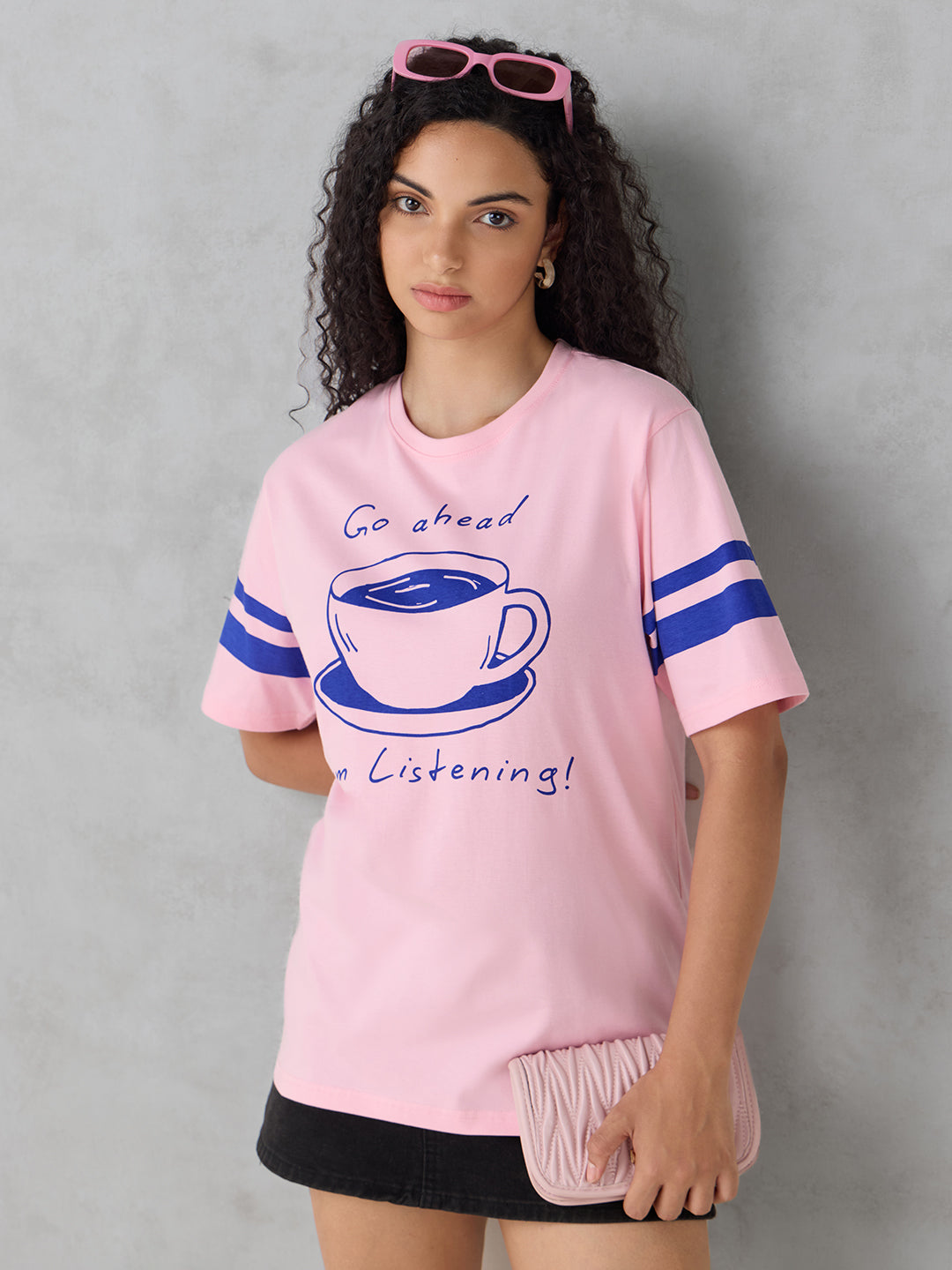 Womens Half Sleeve Printed Oversized Fit Tshirt