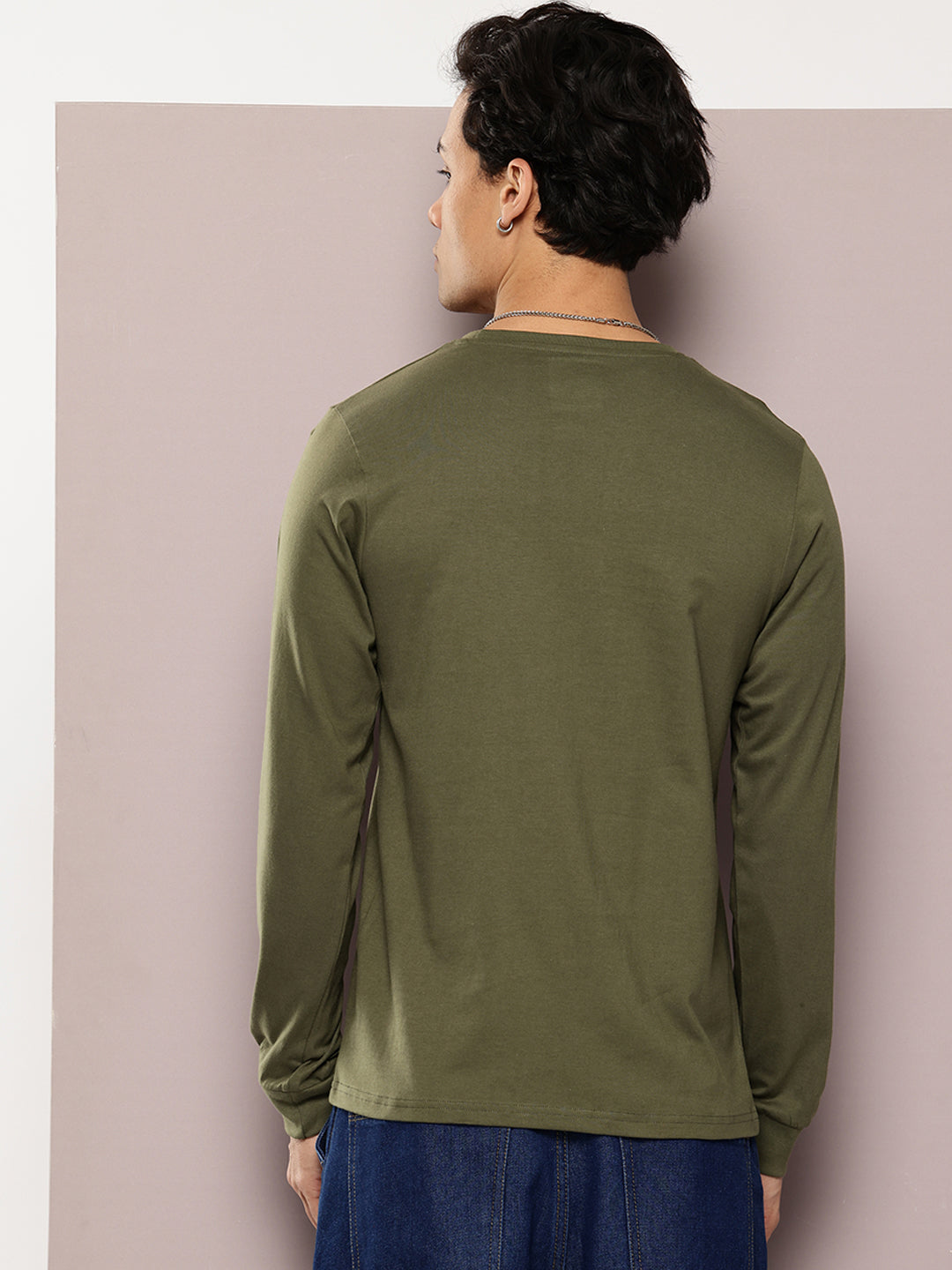 Mens Full Sleeve Round Neck Solid Regular Fit Tshirts