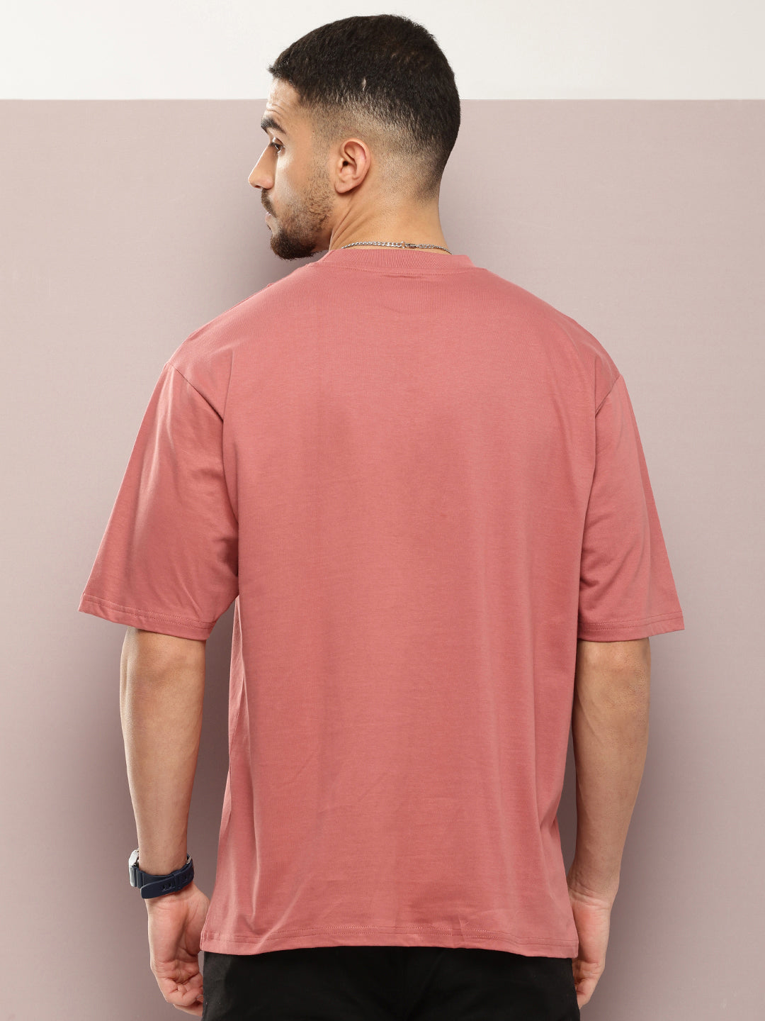 Mens Half Sleeve Round Neck Solid Oversized Fit Tshirts