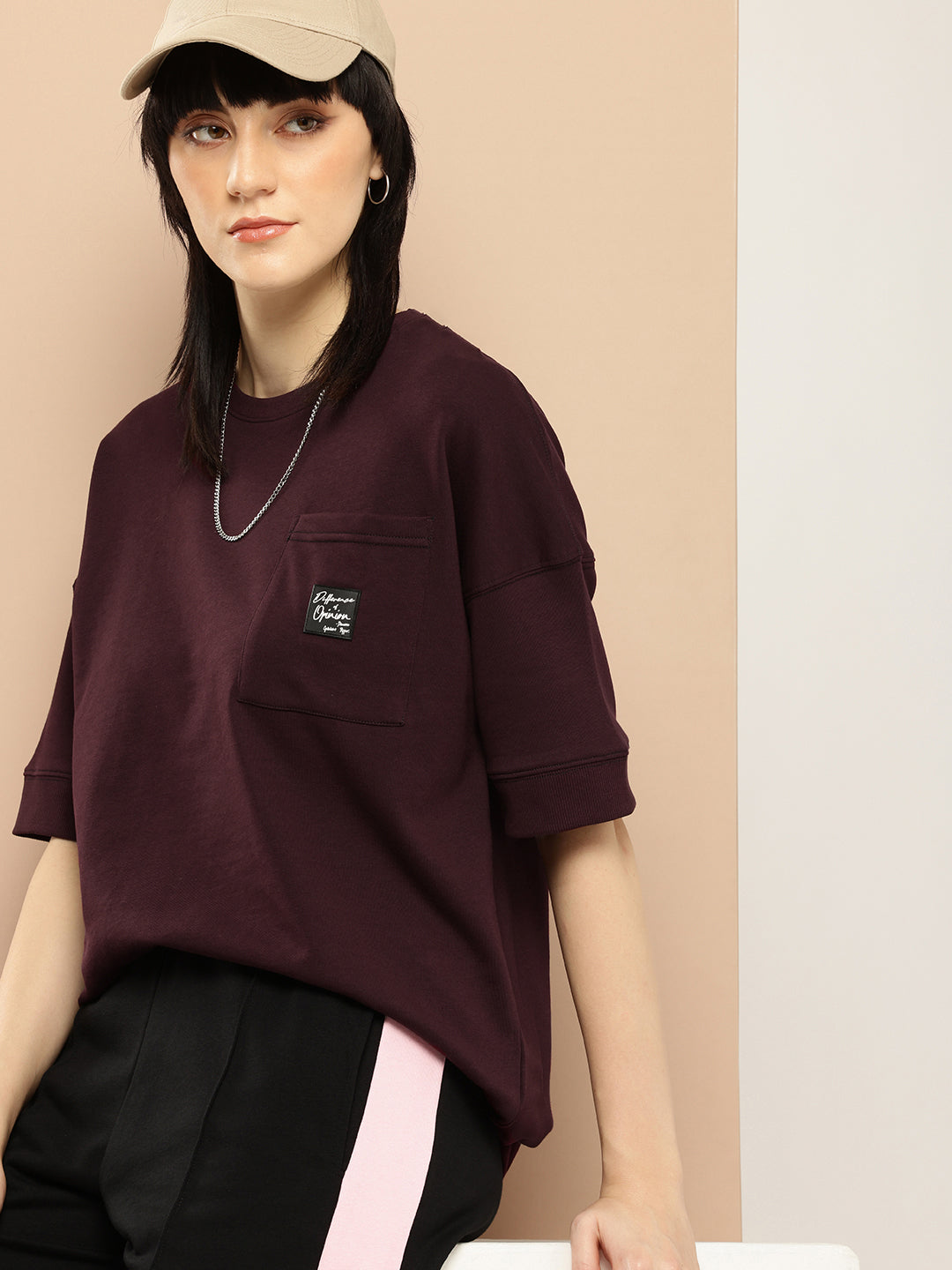Womens Half Sleeve Round Neck Solid Oversized Fit Tshirts