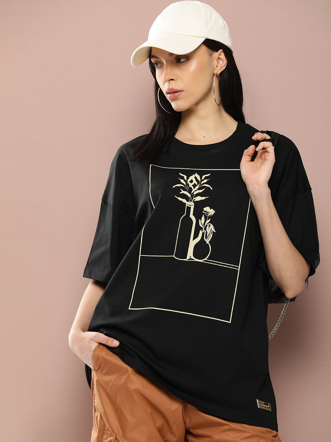 Womens Half Sleeve Drop Shoulder Printed Oversized Fit T-Shirts