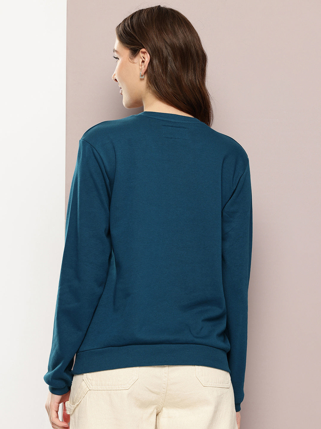 Womens Full Sleeve Round Neck Embroidered Relaxed Fit Tshirts