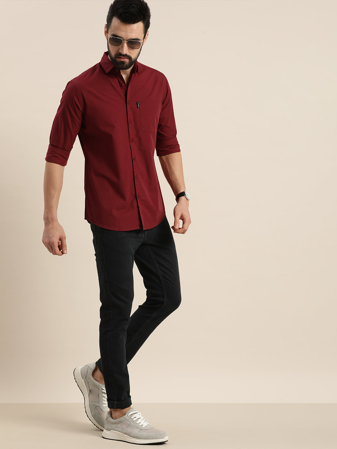 Mens Plain Full Sleeve Shirt With Pocket