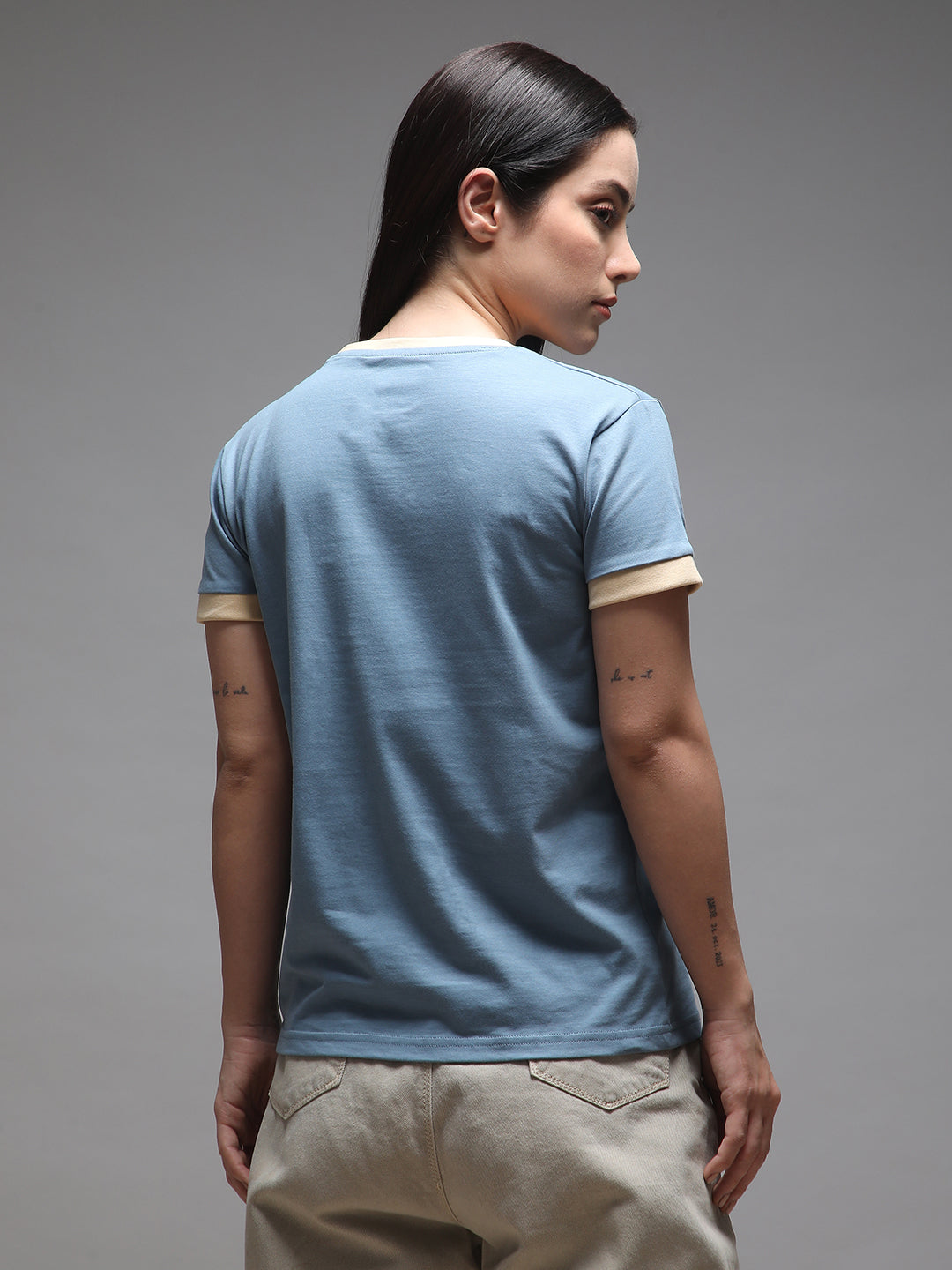 Womens Half Sleeve Round Neck Embroidery Regular Fit Tshirts