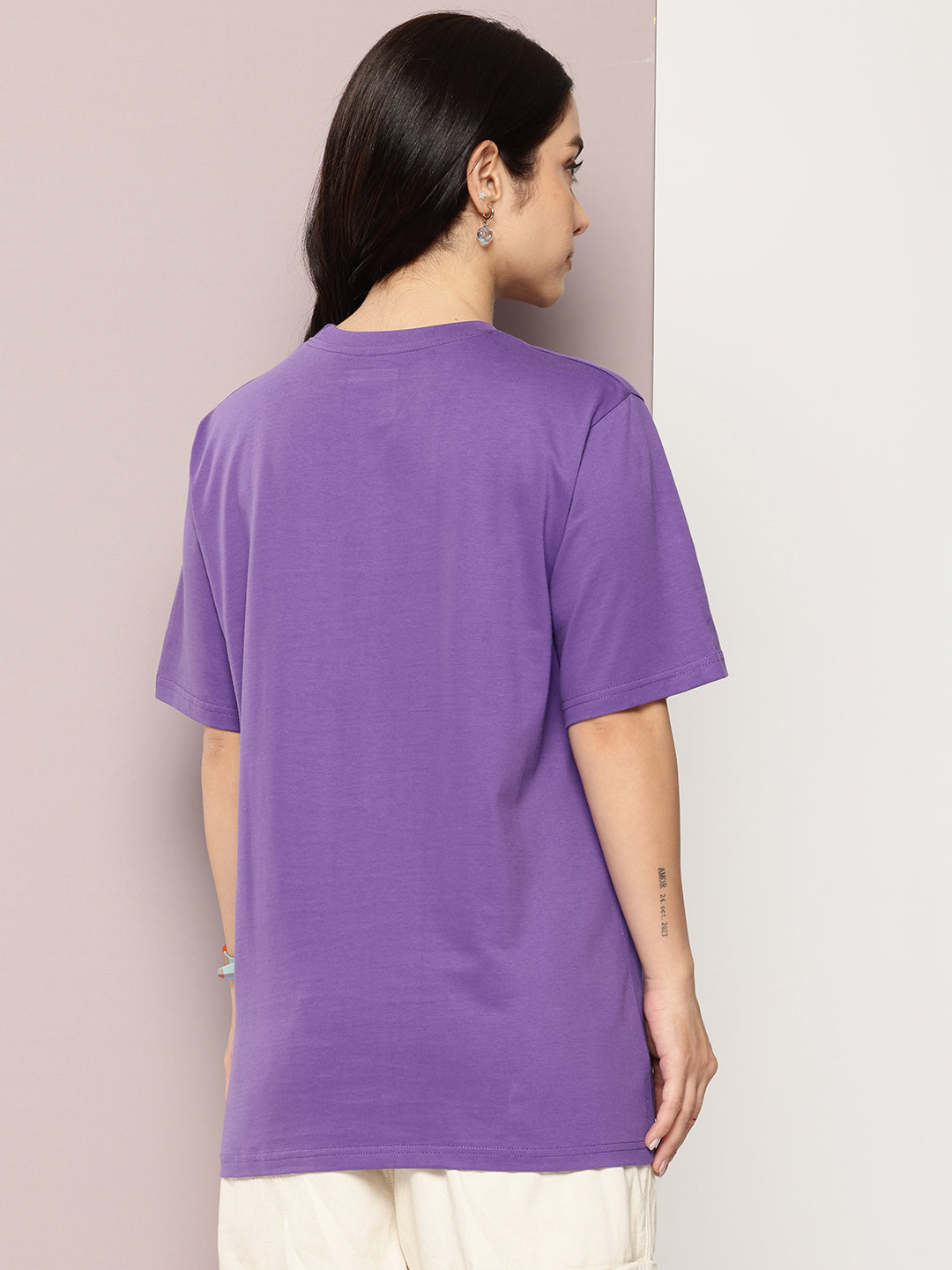 Womens Half Sleeve Round Neck Printed Oversized Fit Tshirts