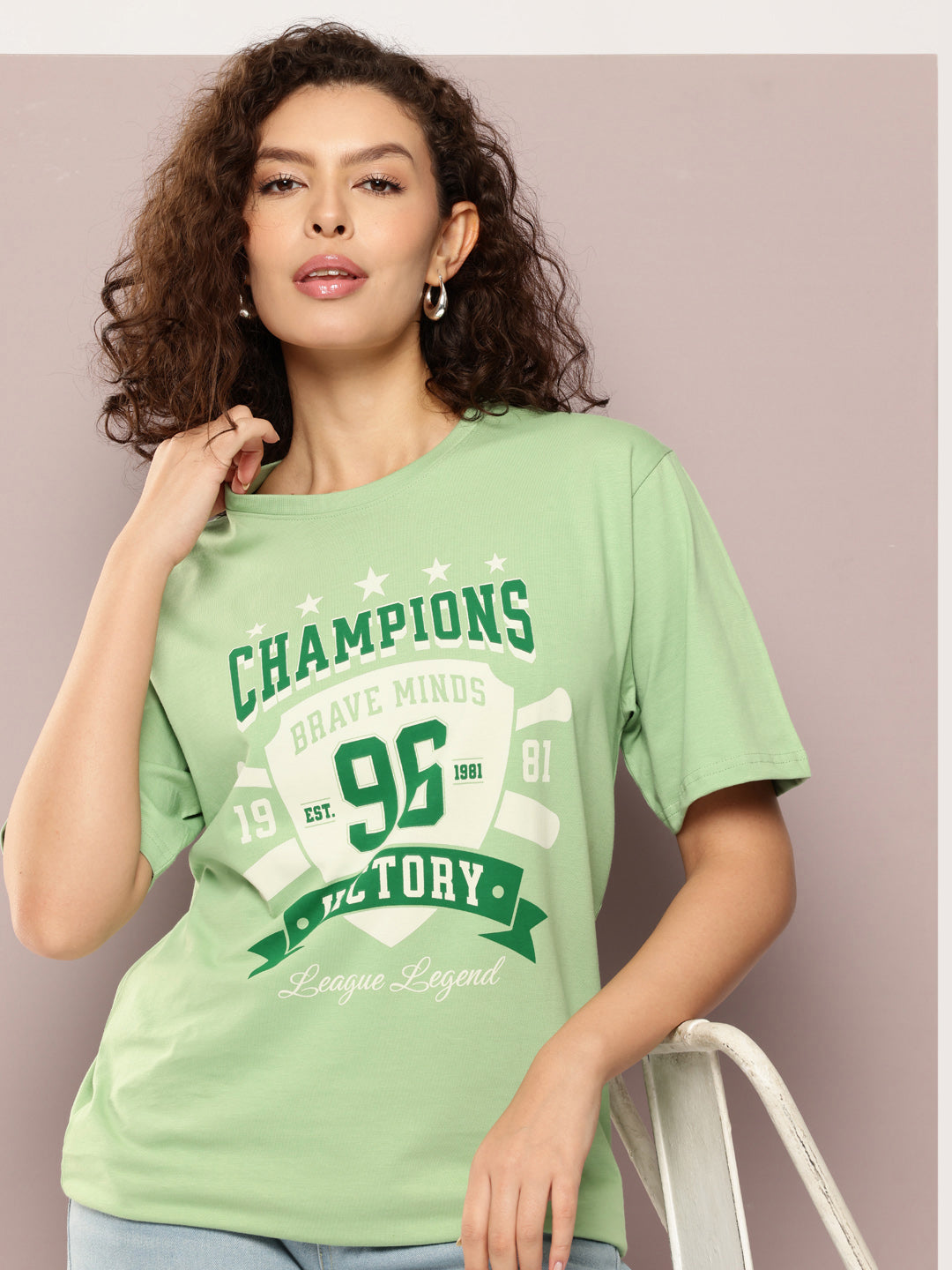 Womens Half Sleeve Round Neck Printed Oversized Fit Tshirts