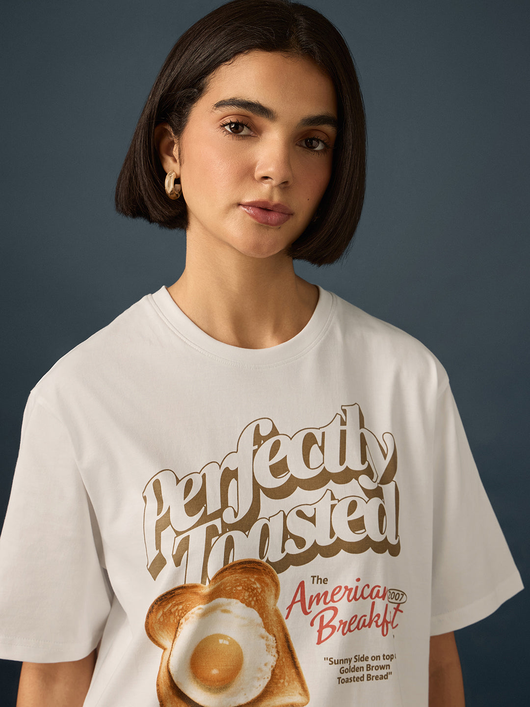 Womens Short Sleeve Printed Oversized Fit Tshirt 