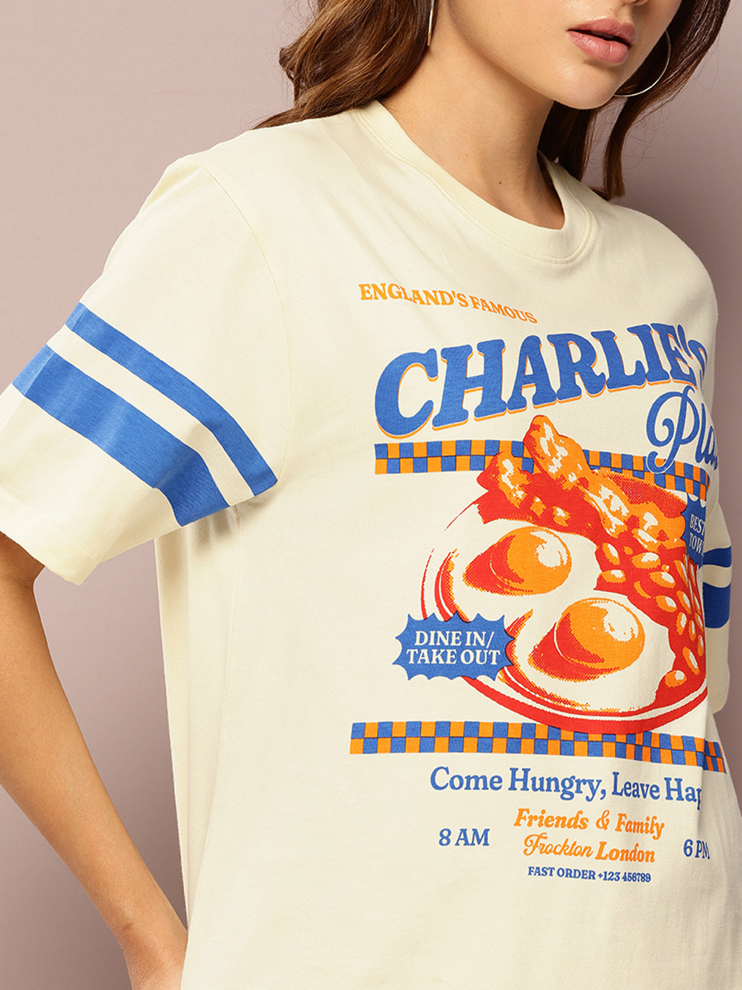 Womens Short Sleeve Printed Oversized Fit Tshirt