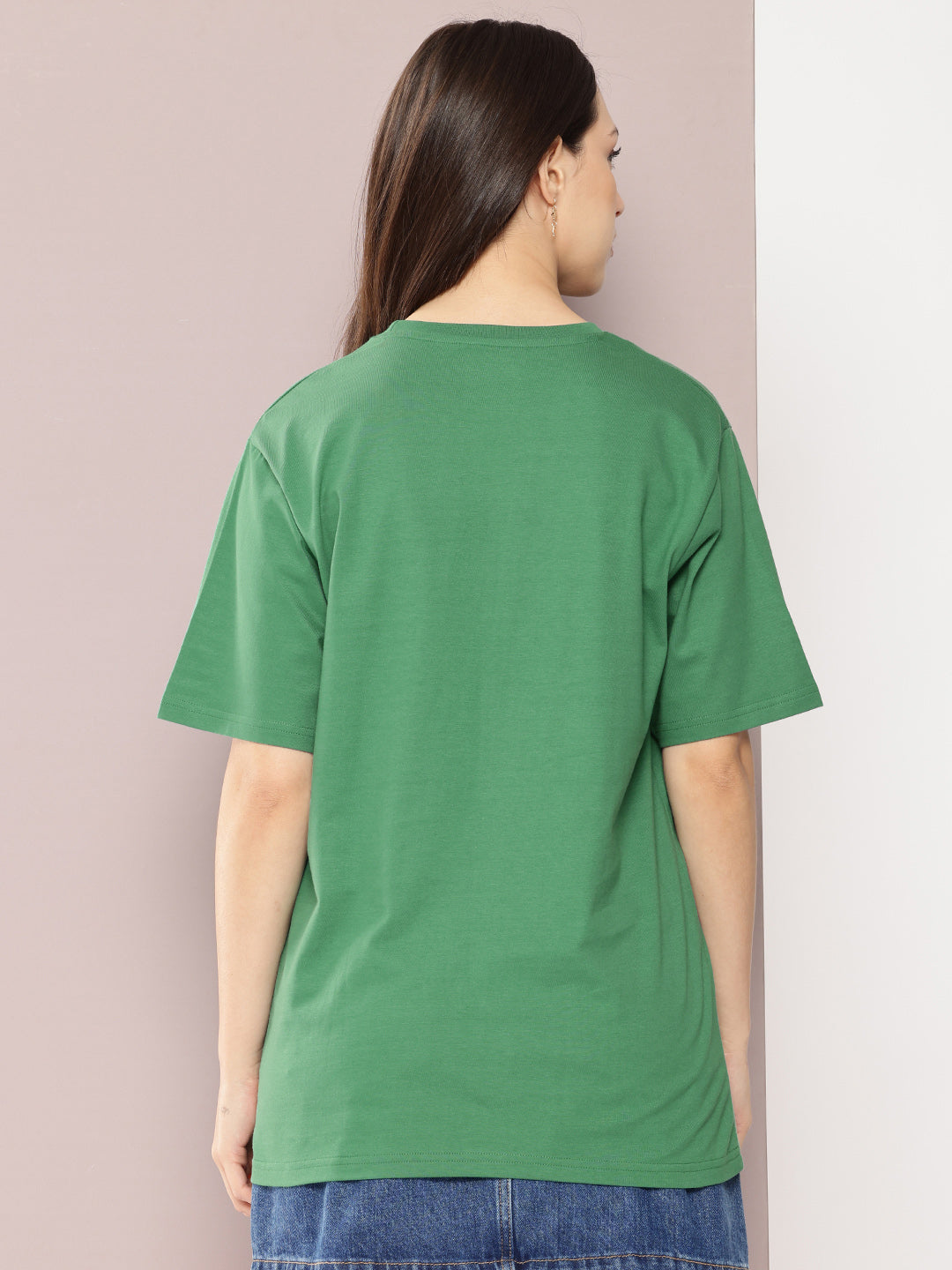 Womens Half Sleeve Round Neck Solid Oversized Fit Tshirts