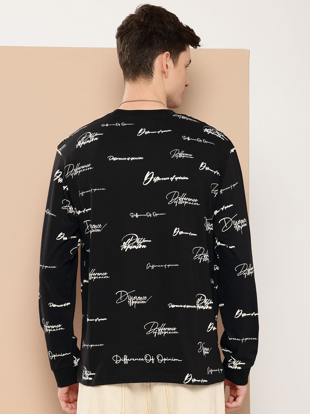 Mens Full Sleeve Round Neck All-Over Printed Oversized Fit Tshirts