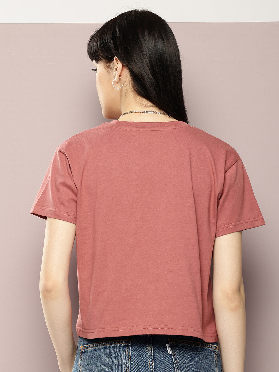 Womens Half Sleeve Round Neck Solid Boxy Fit Tshirts