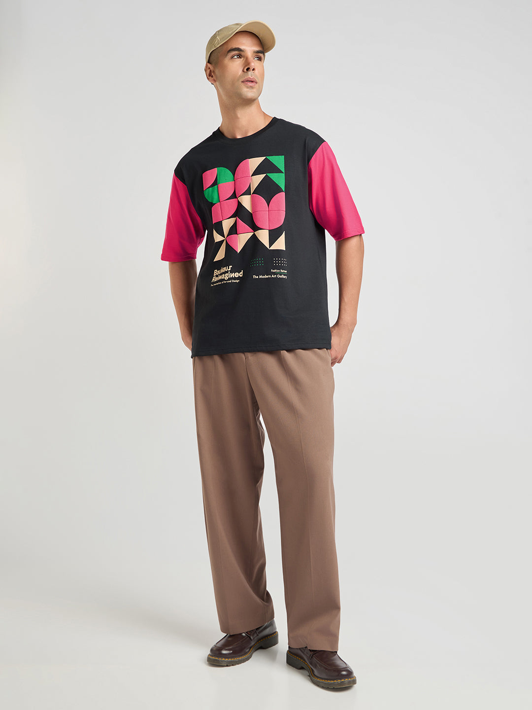 Mens Puff Printed Oversized Half Sleeve Round Neck Tshirt