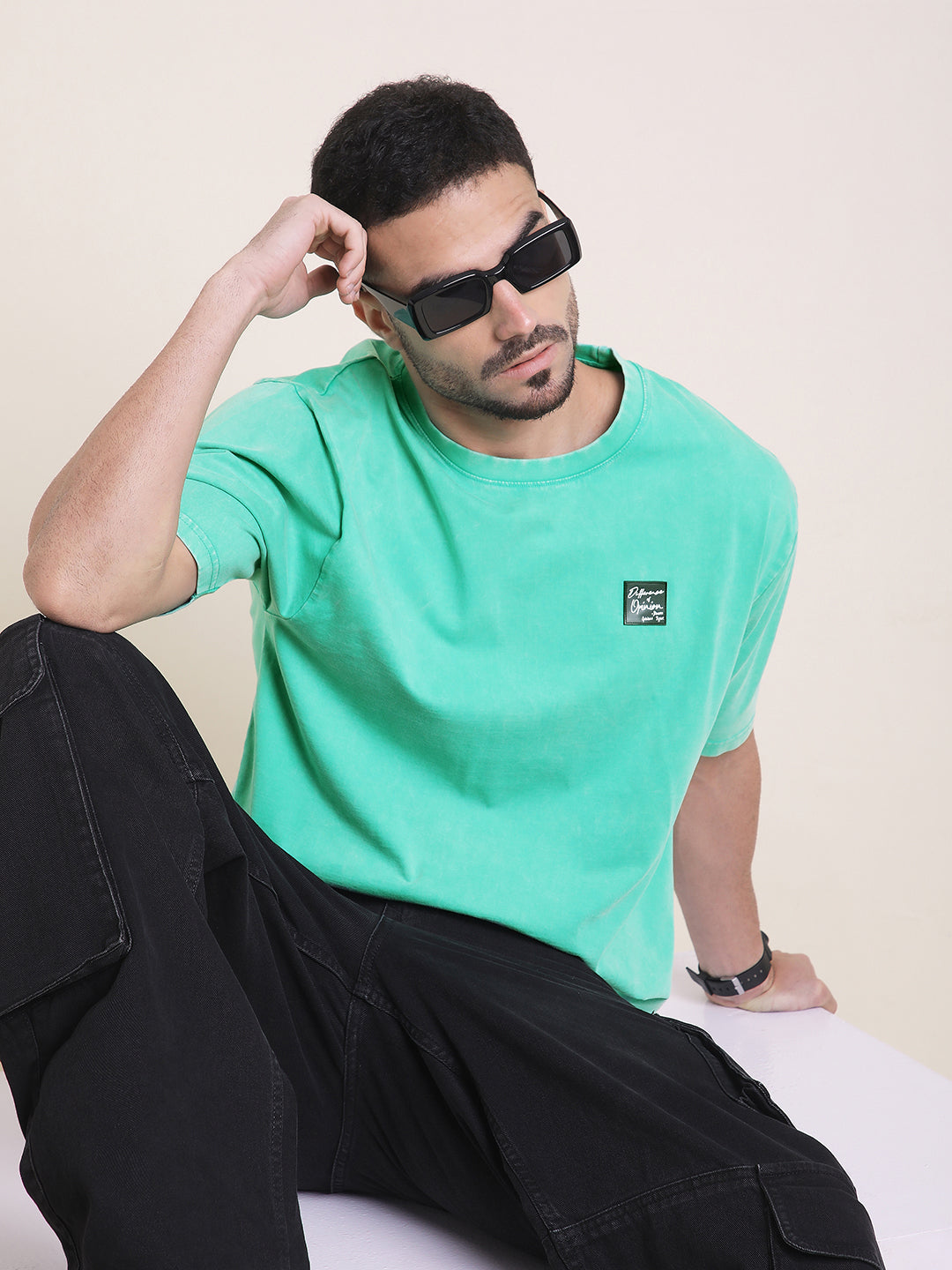 Mens Half Sleeve Round Neck Back Printed Oversized Fit Tshirts