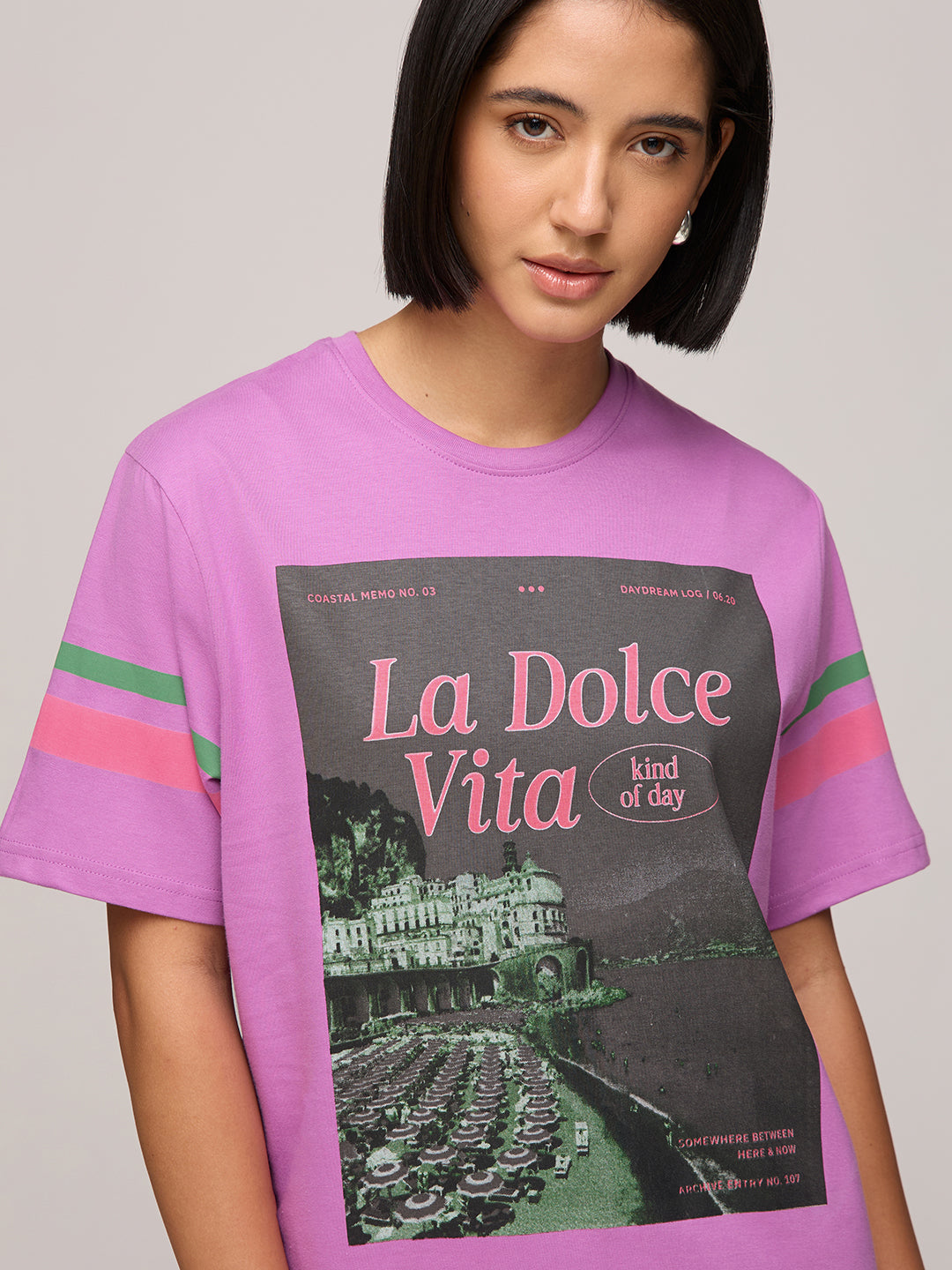 Womens Printed Oversized Fit Cotton T-Shirt