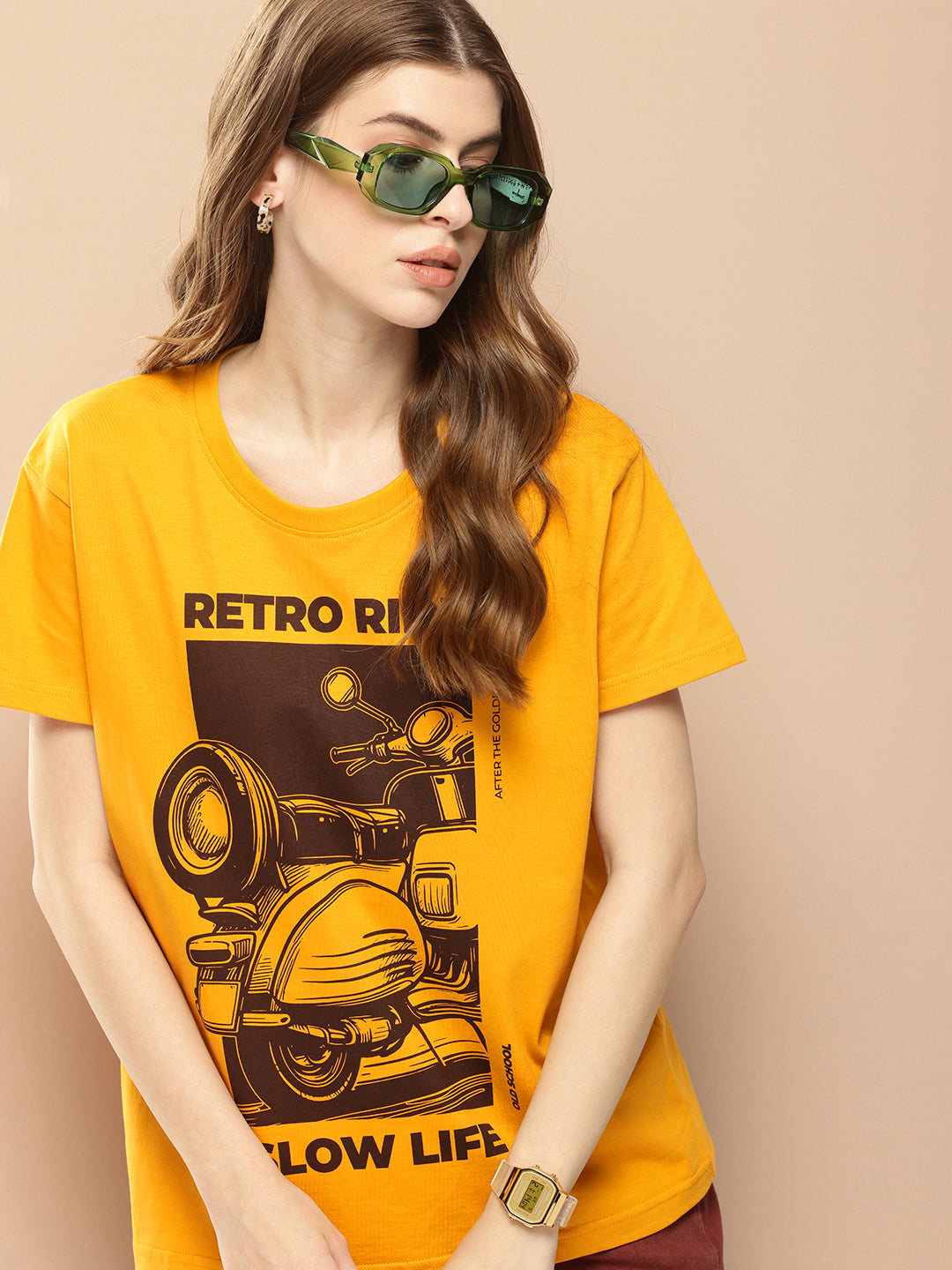 Womens Half Sleeve Round Neck Printed Boxy Fit Tshirts