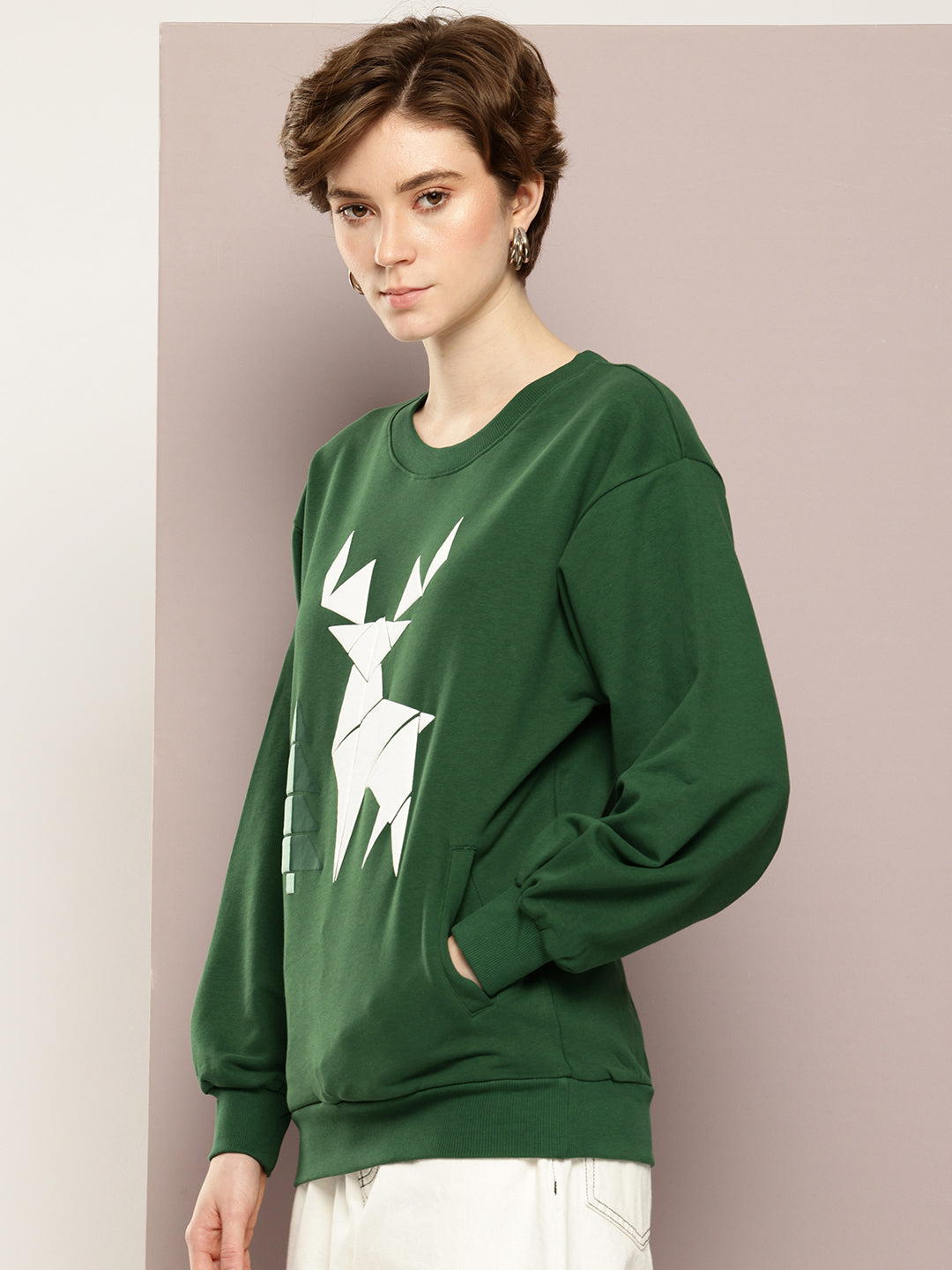 Womens Oversized Puff Printed Sweatshirt